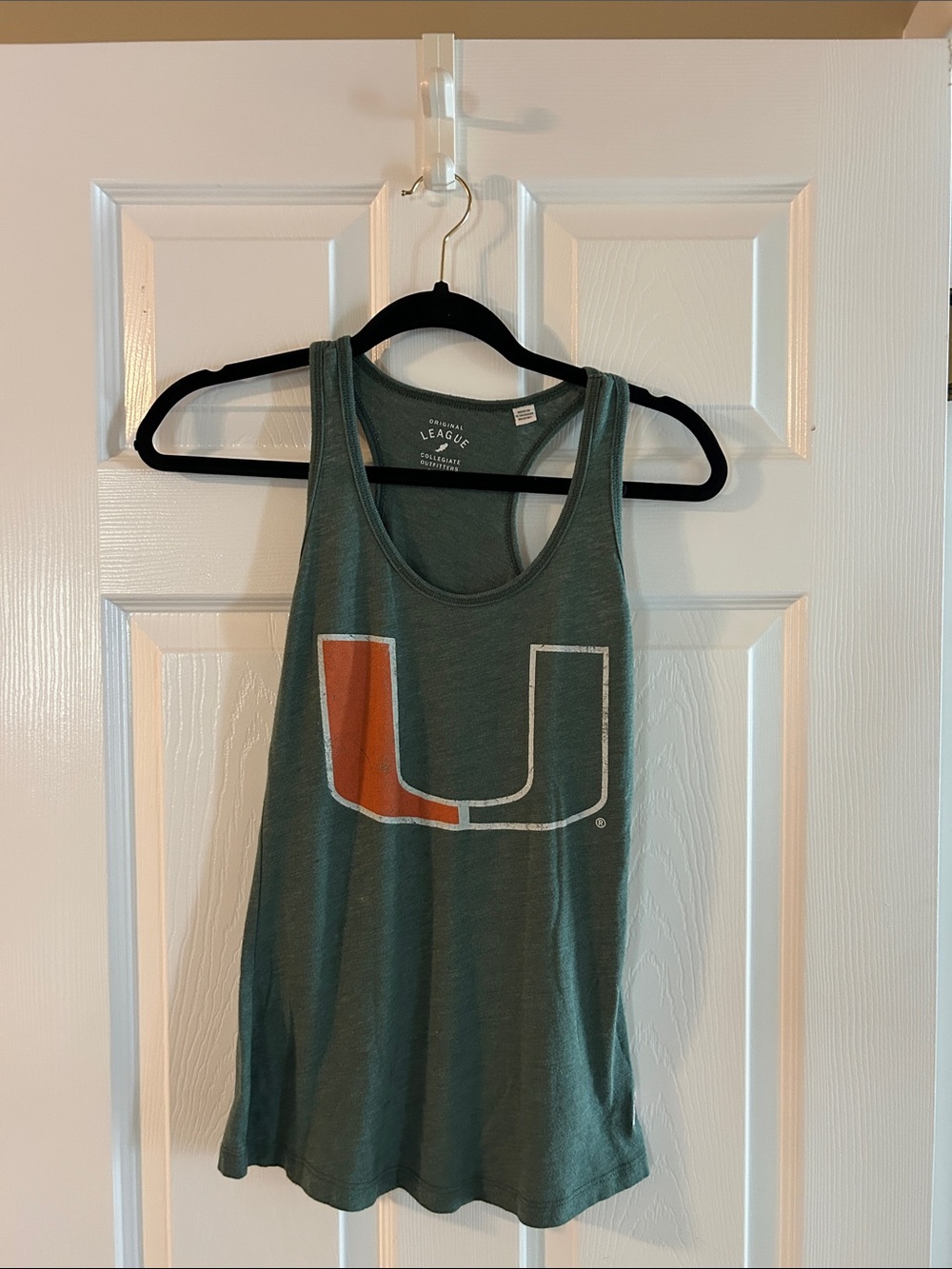 University of Miami Olive Green Racerback Tank with White Logo